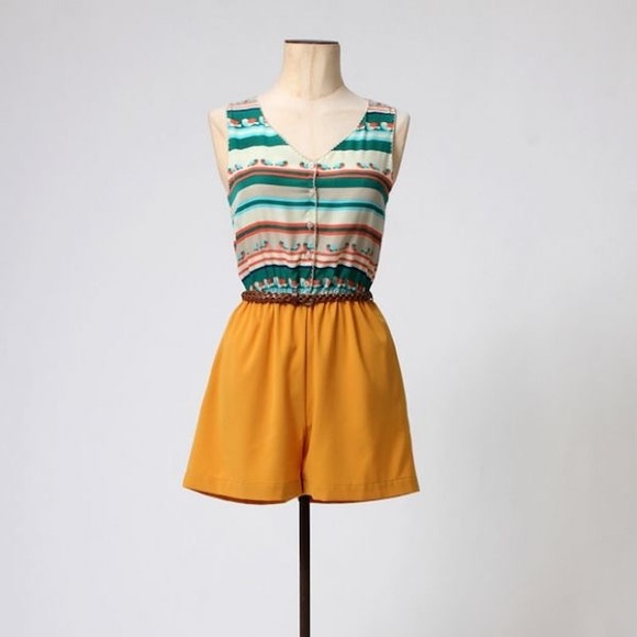 Miss Patina - The Bird Stripe Playsuit - Picture 2 of 3